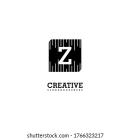 concepto de diseño creativo de la letra del logo Z cuadrado geométrico simple y negro.