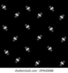 Geometric simple black and white minimal pattern, space, rocket, shuttle, spaceship