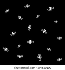 Geometric simple black and white minimal pattern, space, rocket, shuttle, spaceship
