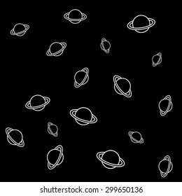 Geometric simple black and white minimal pattern, space, planet, saturn