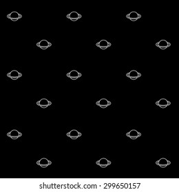 Geometric simple black and white minimal pattern, space, planet, saturn