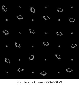 Geometric simple black and white minimal pattern, space, planet, saturn