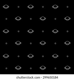 Geometric simple black and white minimal pattern, space, planet, saturn