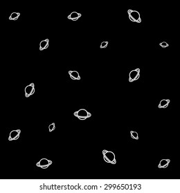 Geometric simple black and white minimal pattern, space, planet, saturn