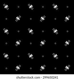 Geometric simple black and white minimal pattern, space, rocket, shuttle, spaceship
