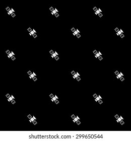Geometric simple black and white minimal pattern, space, rocket, shuttle, spaceship