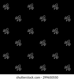 Geometric simple black and white minimal pattern, space, rocket, shuttle, spaceship