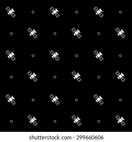 Geometric simple black and white minimal pattern, space, rocket, shuttle, spaceship