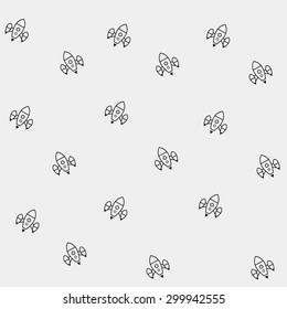 Geometric simple black and white minimal pattern, space, rocket, shuttle, spaceship