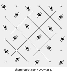 Geometric simple black and white minimal pattern, space, rocket, shuttle, spaceship