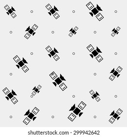 Geometric simple black and white minimal pattern, space, rocket, shuttle, spaceship