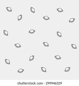 Geometric simple black and white minimal pattern, space, planet, Saturn