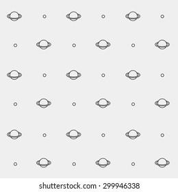 Geometric simple black and white minimal pattern, space, planet, saturn