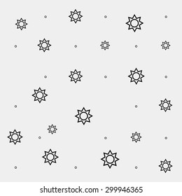 Geometric simple black and white minimal pattern, space, sun, solar system with orbits