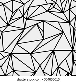 Geometric simple black and white minimalistic pattern, triangles or stained-glass window. Can be used as wallpaper, background or texture.