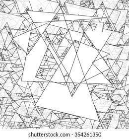 Geometric simple black and white minimalistic pattern, triangles. Can be used as wallpaper, background or texture.