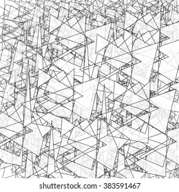 Geometric simple black and white minimalistic pattern, triangles. Can be used as wallpaper, background or texture. 