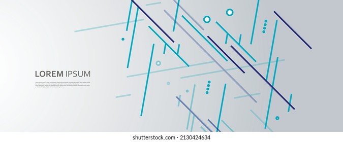 Geometric simple blue dynamic lines. Futuristic graphic design illustration. Banner abstract background