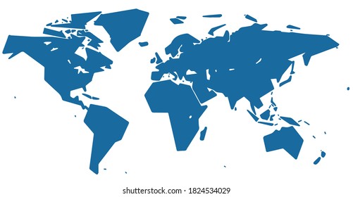 Geometric simple blue worldmap without border illustration vector design element isolated on a white background