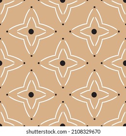 Geometric simple boho beige seamless pattern with. Abstract shapes. Vintage, retro mid century style texture for modern textile, fabric, home decor, wallpaper. Bohemian 60s background