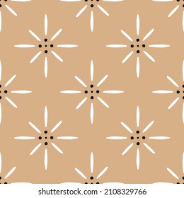 Geometric simple boho beige seamless pattern with. Abstract shapes. Vintage, retro mid century style texture for modern textile, fabric, home decor, wallpaper. Bohemian 60s background