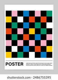 Geometric simple contemporary colorful checkered poster made of colorful square in a minimalist style