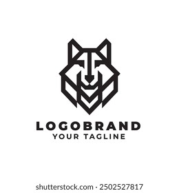 geometric simple dog monochrome logo. Simple black and white dog logo. Dog logo