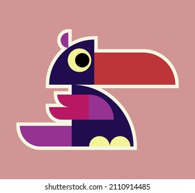 geometric simple flat bird with colorfull style