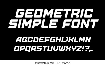 Geometric simple font. White geometrical letters on black background. Awesome italic alphabet. Vector typography for sport, automotive, manufacturing and technology
