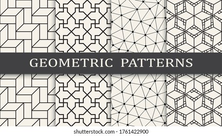 conjunto de patrones gráficos de línea simple geométrica