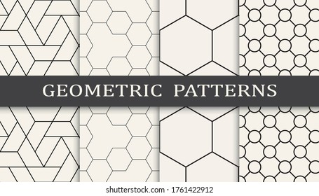 conjunto de patrones gráficos de línea simple geométrica