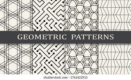 conjunto de patrones gráficos de línea simple geométrica