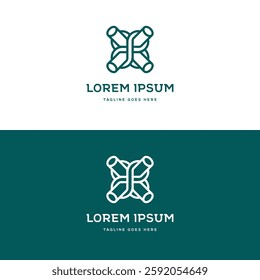 Geometric Simple Minimalist Geometric Crossed Pipe Stem Knot Line Outline Style Logo Design Vector