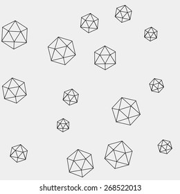 Geometric simple monochrome minimalistic pattern of hexagon or icosahedron  shapes