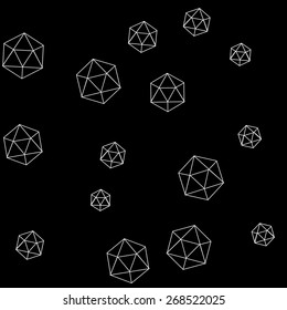 Geometric simple monochrome minimalistic pattern of hexagon or icosahedron  shapes