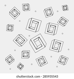 Geometric simple monochrome minimalistic pattern of impossible shapes