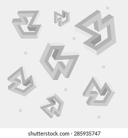 Geometric simple monochrome minimalistic pattern of impossible shapes