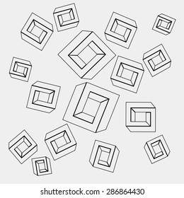Geometric simple monochrome minimalistic pattern of impossible shapes