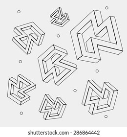 Geometric simple monochrome minimalistic pattern of impossible shapes