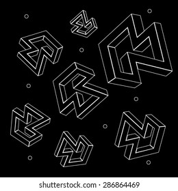 Geometric simple monochrome minimalistic pattern of impossible shapes