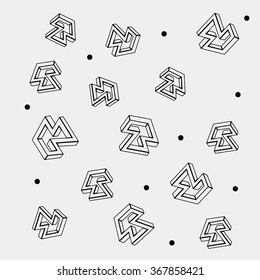 Geometric simple monochrome minimalistic pattern of impossible shapes