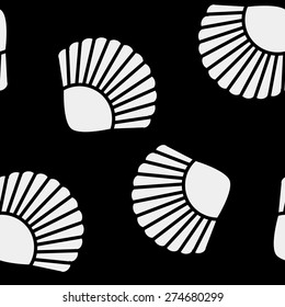 Geometric simple monochrome minimalistic vector holiday pattern, shell