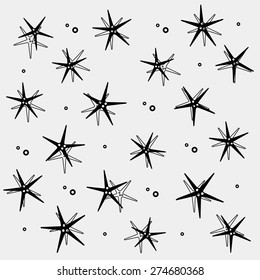 Geometric simple monochrome minimalistic vector holiday pattern, starfish