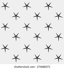Geometric simple monochrome minimalistic vector holiday pattern, starfish