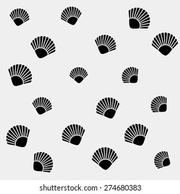 Geometric simple monochrome minimalistic vector holiday pattern, shell