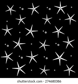 Geometric simple monochrome minimalistic vector holiday pattern, starfish