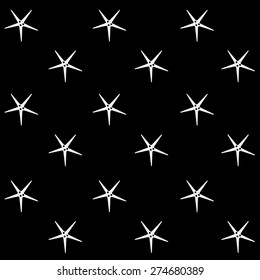 Geometric simple monochrome minimalistic vector holiday pattern, starfish