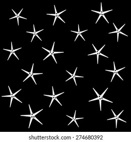 Geometric simple monochrome minimalistic vector holiday pattern, starfish