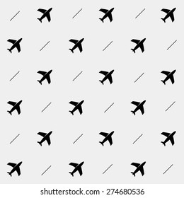 Geometric simple monochrome minimalistic vector holiday pattern, planes