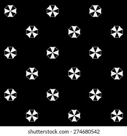 Geometric simple monochrome minimalistic vector holiday pattern, umbrellas
